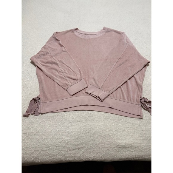 ana a new approach womens dusty rose velour tie side sweatshirt top xl - Picture 3 of 6